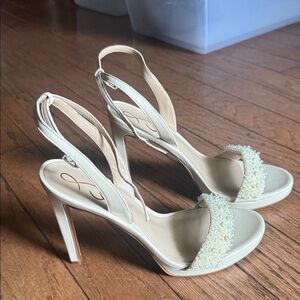 Worn once in a wedding, beautiful sparkle heels in cream